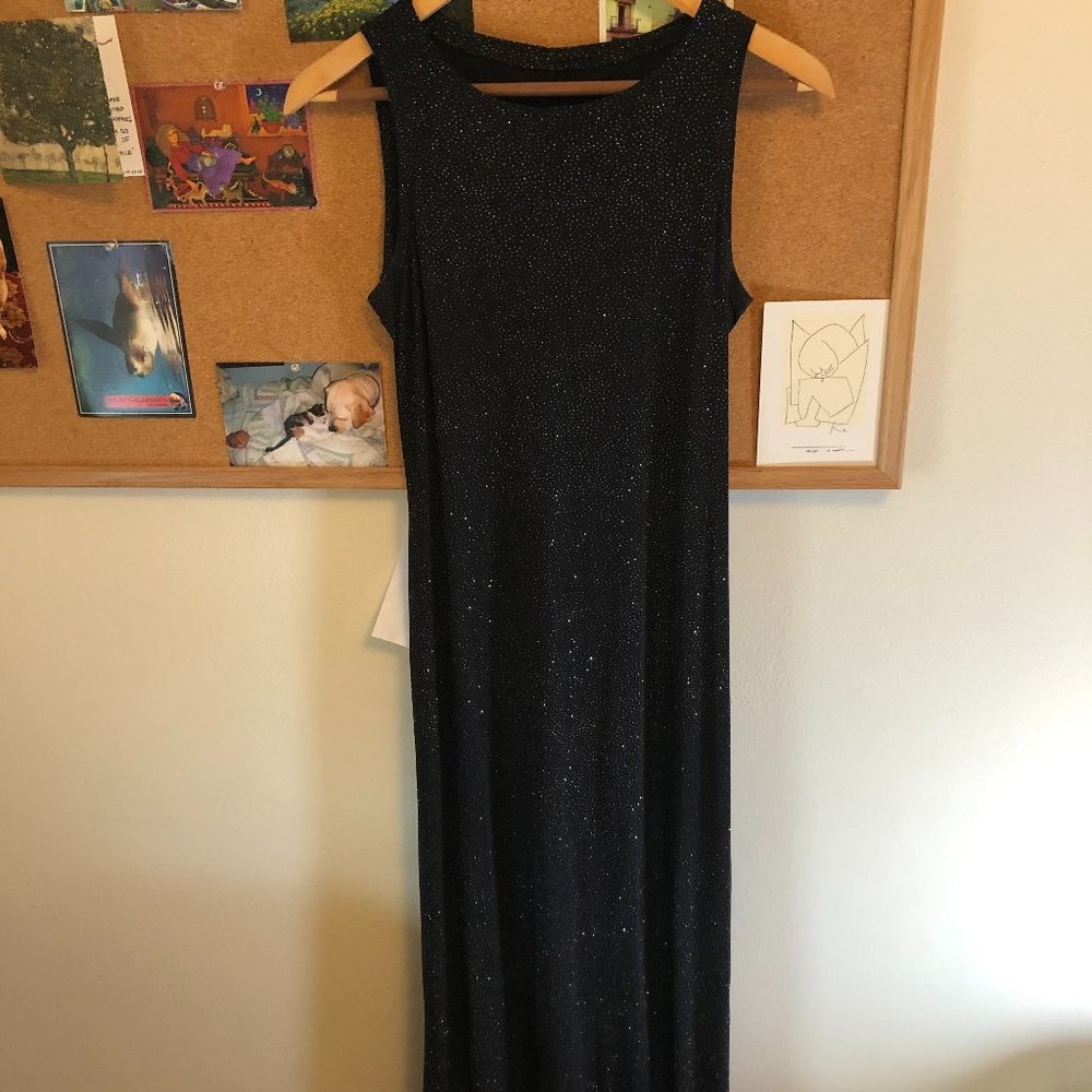 90's Black Sparkle Vintage Floor Length Dress